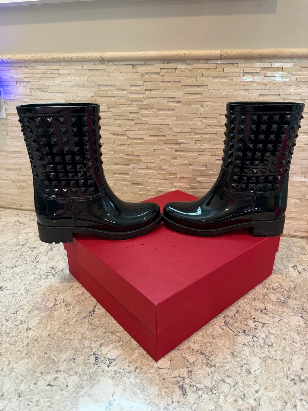 Valentino Rockstud Rubber Rain Boots - Picture 4 of 8